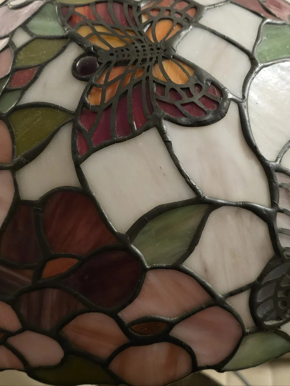Dale Tiffany Butterfly Stained Glass Bronze Table Lamp